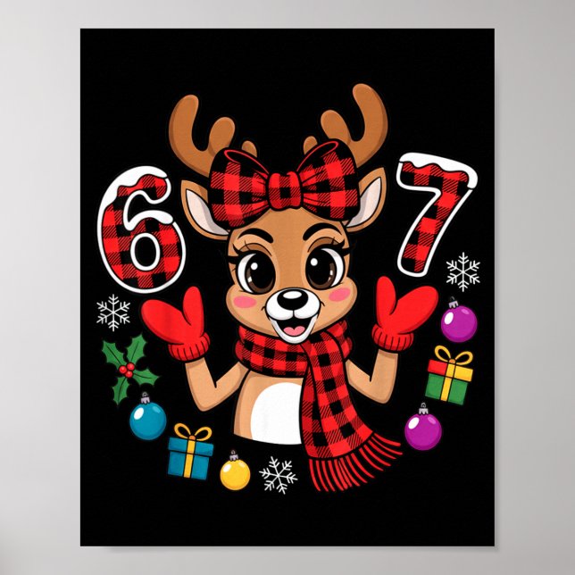 Póster 67 Christmas Outfit Women Meme Reindeer Six Seven  (Frente)