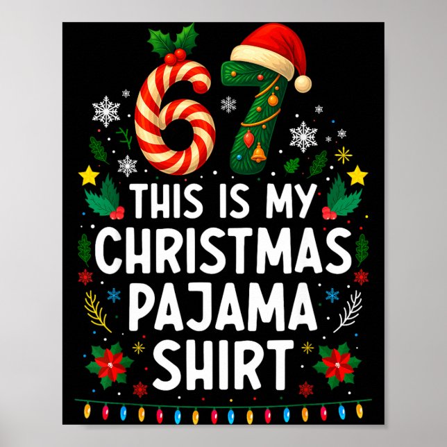 Póster 67 Christmas Pajama Shirt 6 7 Funny Meme Teen Boys (Frente)