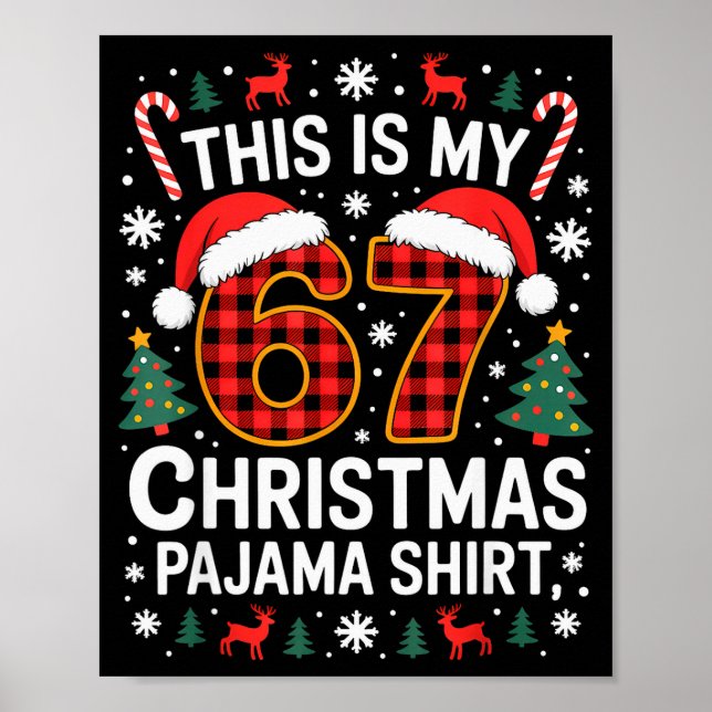 Póster 67 Christmas Pajama Shirt Funny Six Seven Meme Bra (Frente)