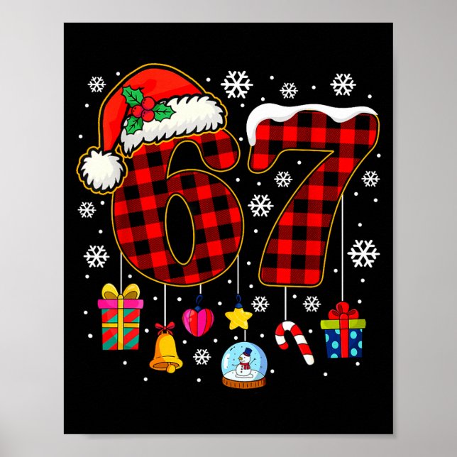 Póster 67 Christmas Red Plaid 6 7 Six Seven Boys Christma (Frente)