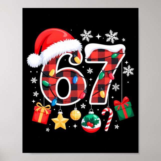 Póster 67 Christmas Red Plaid 6 7 Six Seven Boys Christma (Frente)