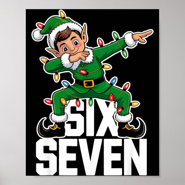 Póster 67 Christmas Six Seven 6 7 Meme Funny Dabbing Elf  (Frente)