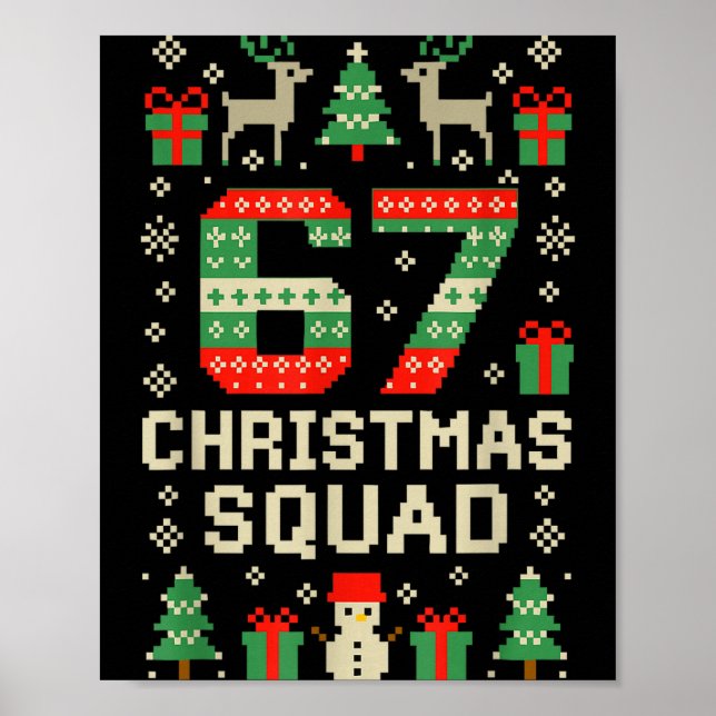 Póster 67 Christmas Squad Brainrot Meme Ugly Xmas Six Sev (Frente)