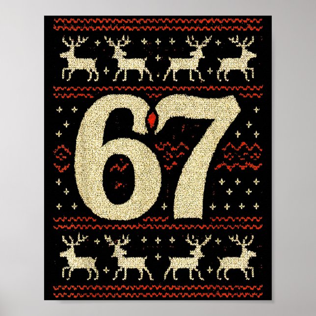 Póster 67 Christmas Sweater Ugly 6 7 Meme Six Seven Mason (Frente)