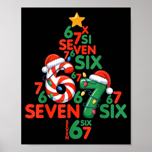 Póster 67 Christmas Tree Candy Cane Holiday Six Seven Mem (Frente)
