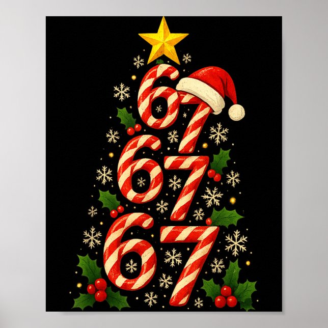 Póster 67 Christmas Tree Candy Cane Holiday Six Seven Mem (Frente)
