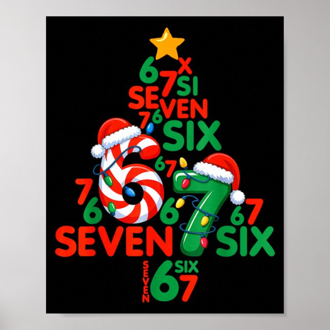 Póster 67 Christmas Tree Candy Cane Holiday Six Seven Mem (Frente)
