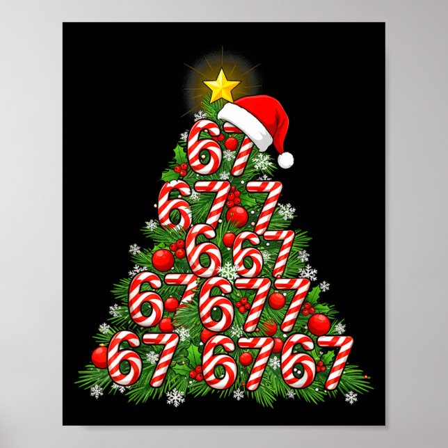 Póster 67 Christmas Tree Candy Cane Holiday Six Seven Mem (Frente)