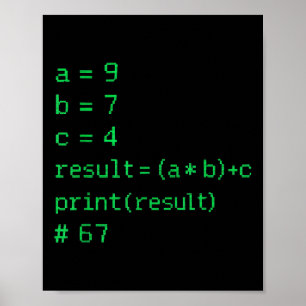 Póster 67 Código Meme Python Resultado Humor Geek Seis Si