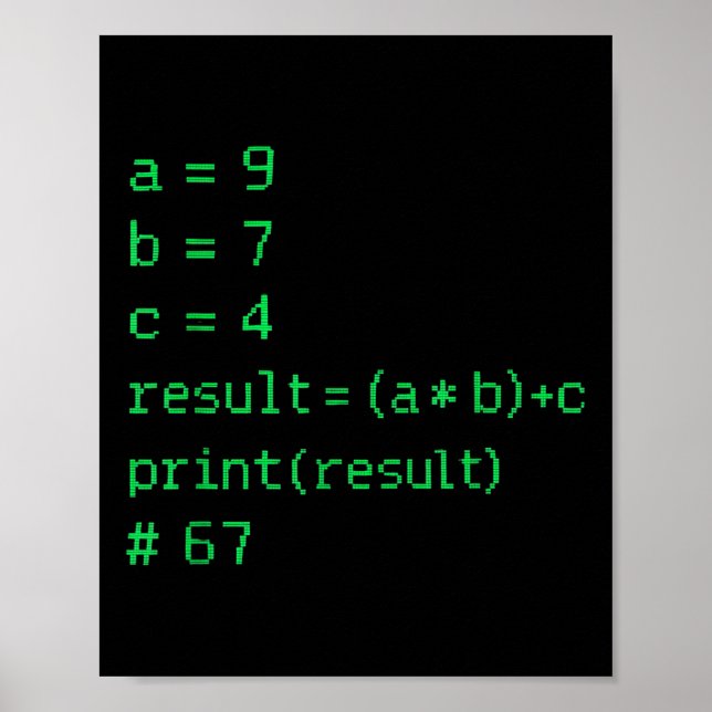 Póster 67 Código Meme Python Resultado Humor Geek Seis Si (Frente)