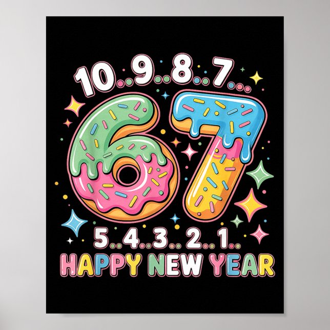 Póster 67 Countdown Happy New Year 2026 Funny Donut Numbe (Frente)
