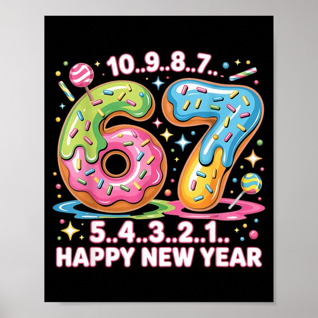 Póster 67 Countdown Happy New Year 2026 Funny Donut Numbe (Frente)