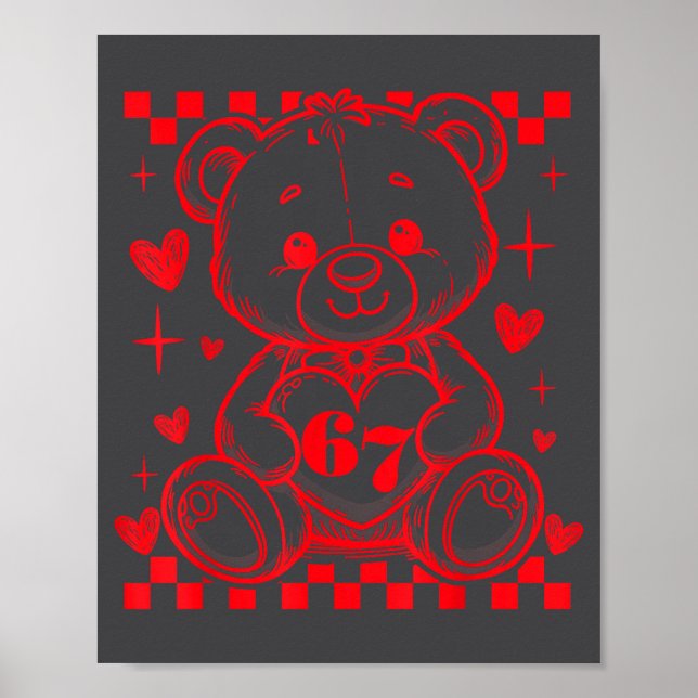 Póster 67 Cute Heart Teddy Bear Valentine's Day Six Seven (Frente)
