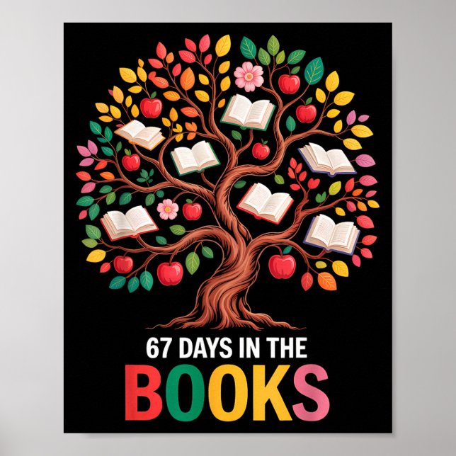 Póster 67 Days In The Books Reading Teacher 67th Day Of S (Frente)