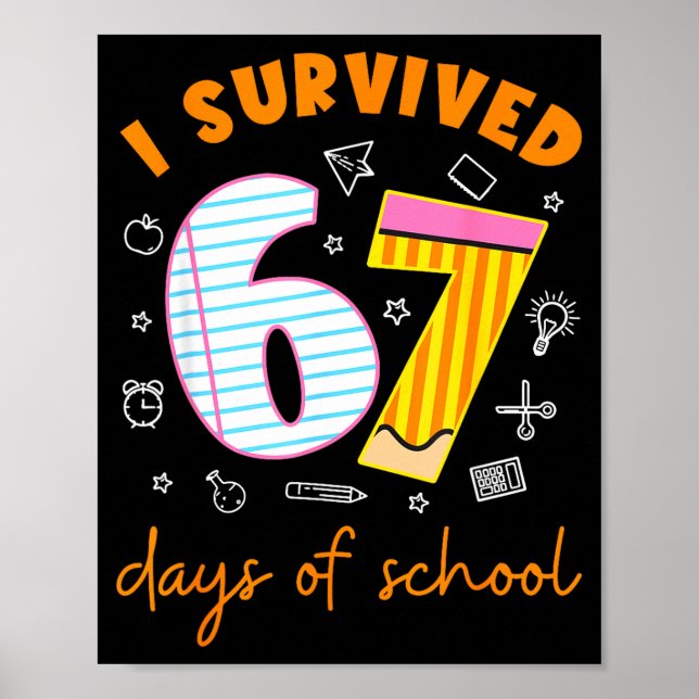 Póster 67 Days Of School Cool Teacher Design  (Frente)