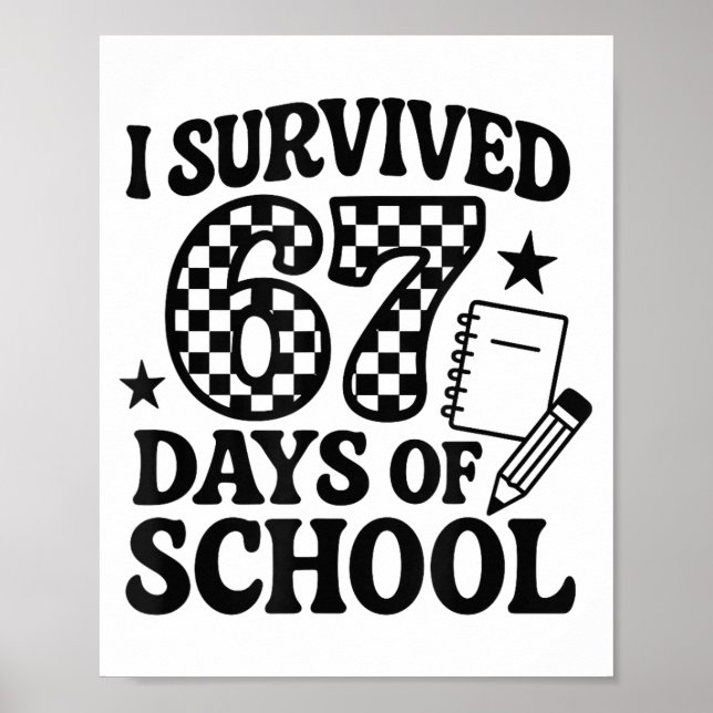 Póster 67 Days Of School Groovy Checkered  (Frente)