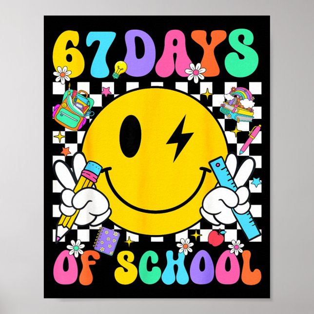 Póster 67 Days Of School Smile Face 67 Days Smarter Teach (Frente)