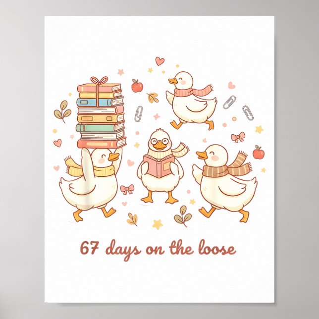 Póster 67 Days On The Loose Funny Goose 67 Meme For Teach (Frente)