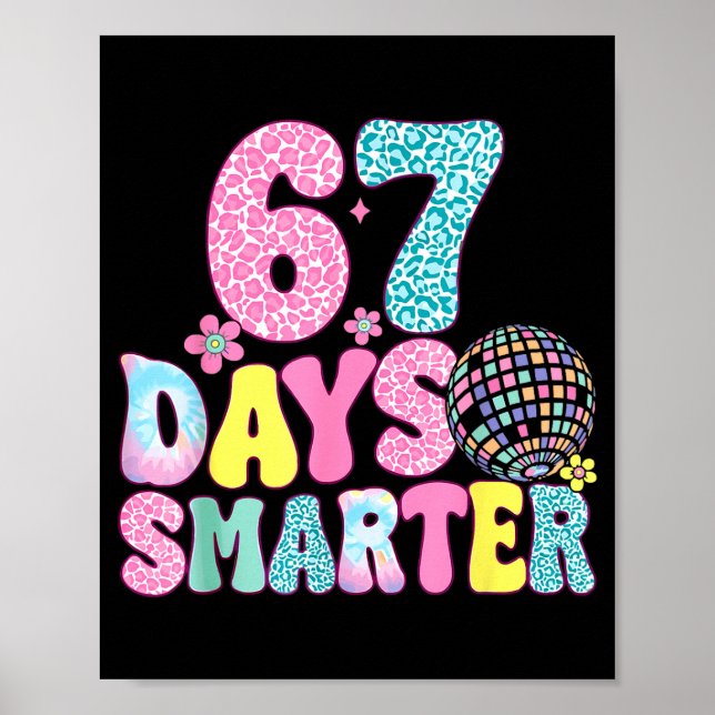 Póster 67 Days Smarter Rainbow Back To School Teacher Kid (Frente)