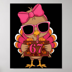 Póster 67 Día de Acción de Gracias Pavo Divertido Familia