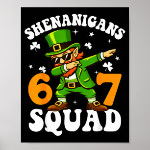 Póster 67 día de san patricio meme seis siete duende
