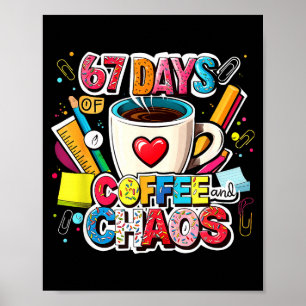 Póster 67 Días De Café Y Caos Diseño De Meme Colorido
