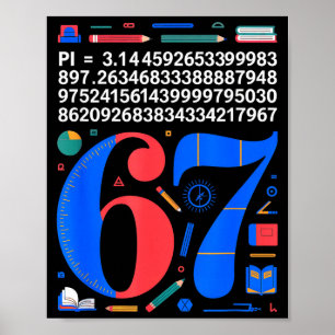 Póster 67 Días De Escuela Profesor Niño Niño 67 Matemátic