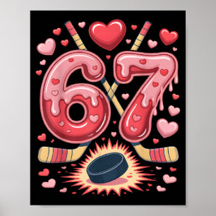 Póster 67 Diseño de corazón de hockey de San Valentín Hoc
