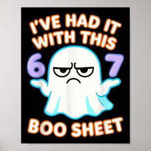 Póster 67 Disfraz de Halloween Hoja de Boo 6 7 Meme Seis