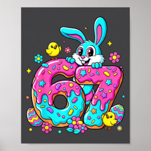 Póster 67 divertido meme de conejo lindo de seis siete ge