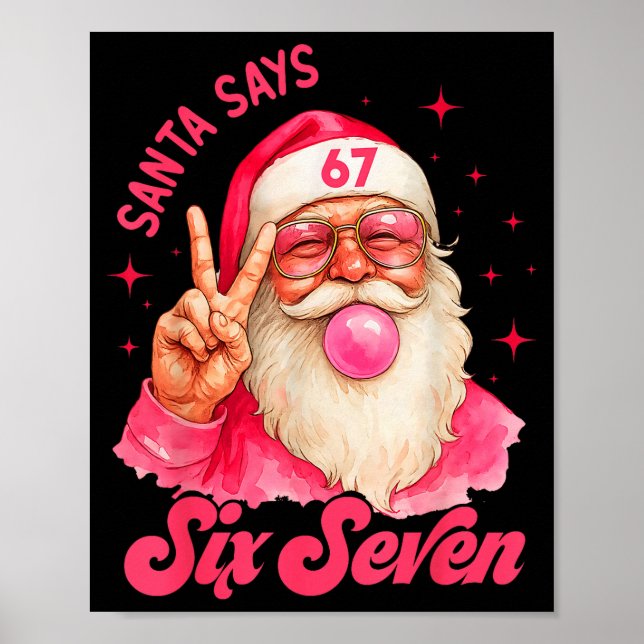Póster 67 divertido meme Feliz Navidad Santa dice seis si (Frente)