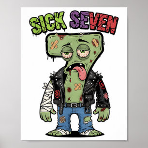 Póster 67 Divertido Zombie Seis Siete Humor Meme Brainrot