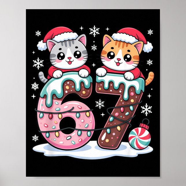 Póster 67 divertidos Meme Kawaii Gatos Navidad Helado Got (Frente)
