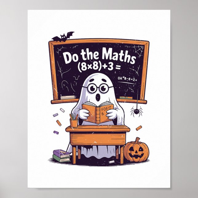 Póster 67 Do The Math Ghost Teacher Halloween Costume Mat (Frente)