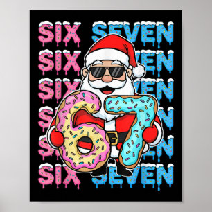 Póster 67 Donut Navidad Divertido Seis Siete Meme Santa N