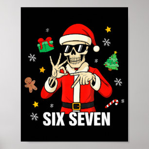 Póster 67 Esqueleto Divertido Seis Siete Gen Z Alpha Navi