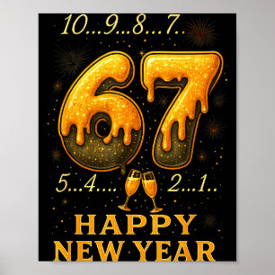 Póster 67 Feliz Año Nuevo Seis Siete Divertido Cuenta Reg