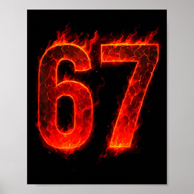 Póster 67 Flame Number Six Seven Meme 67 Kid  (Frente)