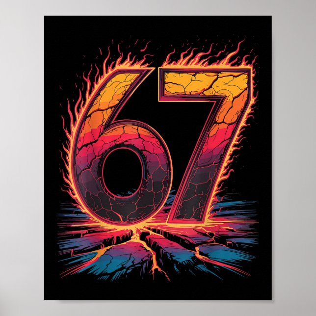 Póster 67 Flame Number Six Seven Meme 67 Kid  (Frente)