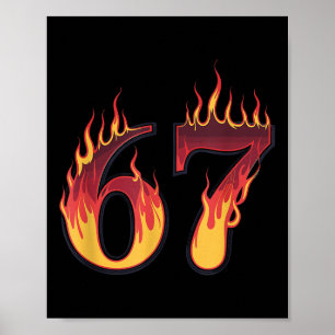 Póster 67 Flames Divertido Seis Siete Meme de Modismo de