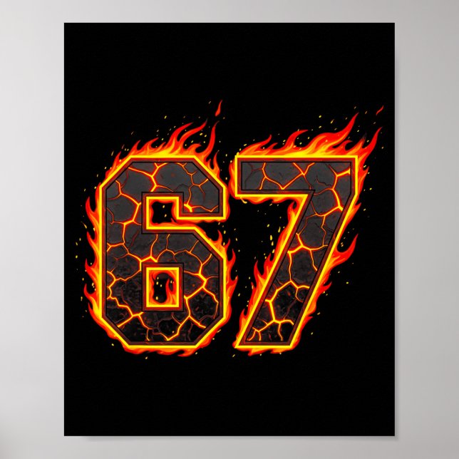 Póster 67 Flames Meme Six Seven Fire Funny Gen Alpha Slan (Frente)