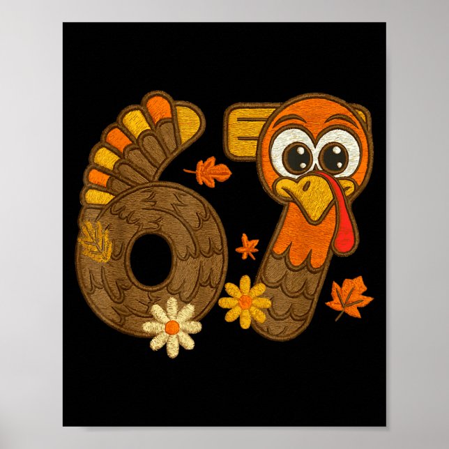 Póster 67 Funny Thanksgiving Turkey 67 Fall Farm Men Wome (Frente)