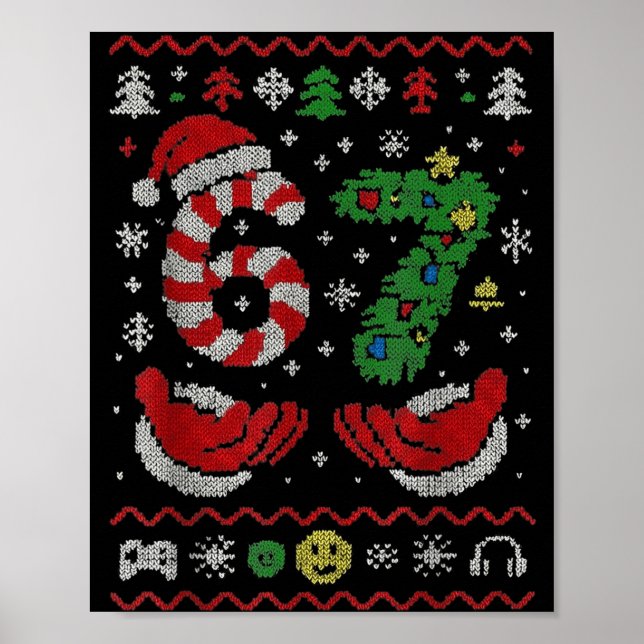 Póster 67 Gen Alpha Meme Ugly Christmas 6 7 Family Matchi (Frente)