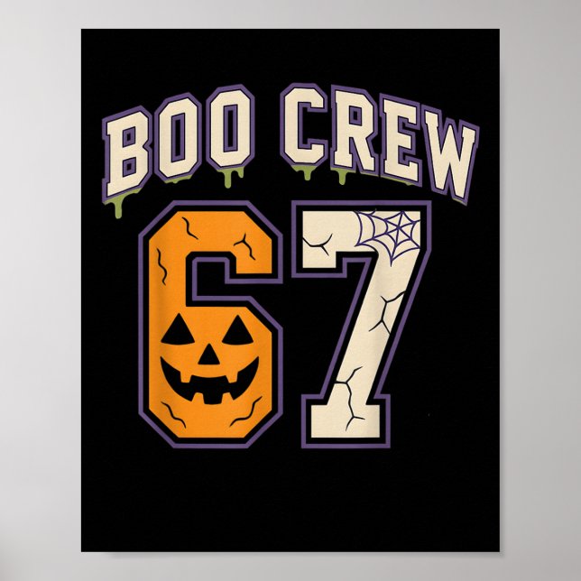 Póster 67 Halloween Boo Crew Srts Jersey Brainrot Meme Si (Frente)