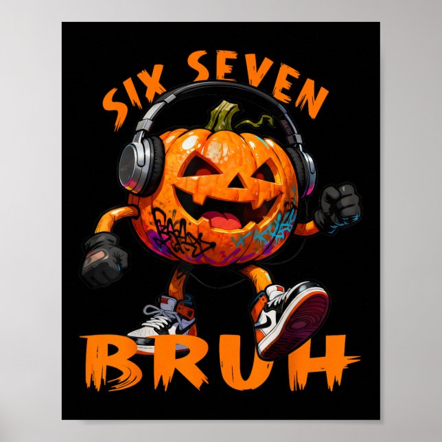 Póster 67 Halloween Divertido Seis Siete Meme Brainrot Ca (Frente)