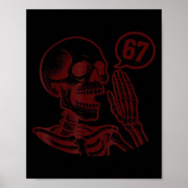 Póster 67 Halloween Esqueleto Seis Siete Meme Brainrot Di (Frente)