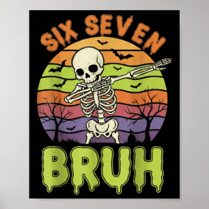 Póster 67 Halloween Meme 6 7 Esqueleto Seis Siete Números