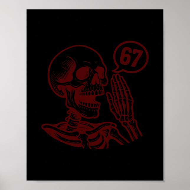 Póster 67 Halloween Skeleton Six Seven Meme Brainrot Funn (Frente)