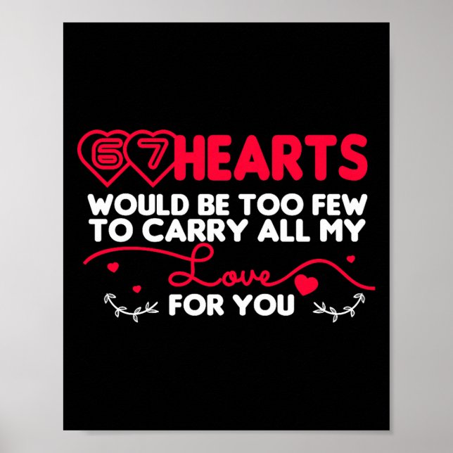 Póster 67 Hearts Valentines Romantic Cute Saying 67 Valen (Frente)