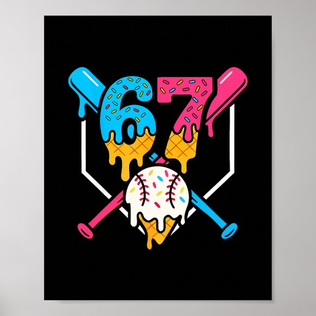 Póster 67 Helado Goteo Vender Meme Seis Siete Gen Alpha S (Frente)